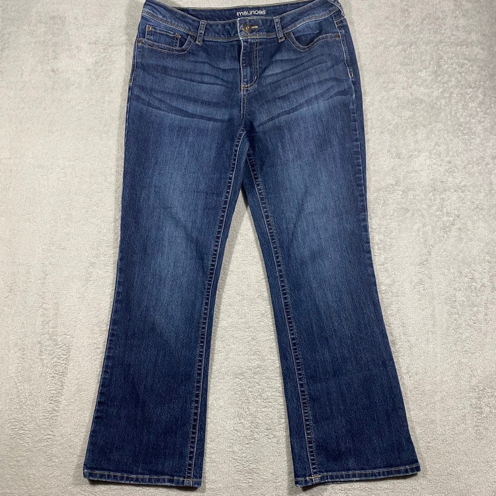 Maurices Bootcut Jeans Women 12 Dark Wash Embroidered Pockets Mid Rise Denim‎ - Picture 2 of 16
